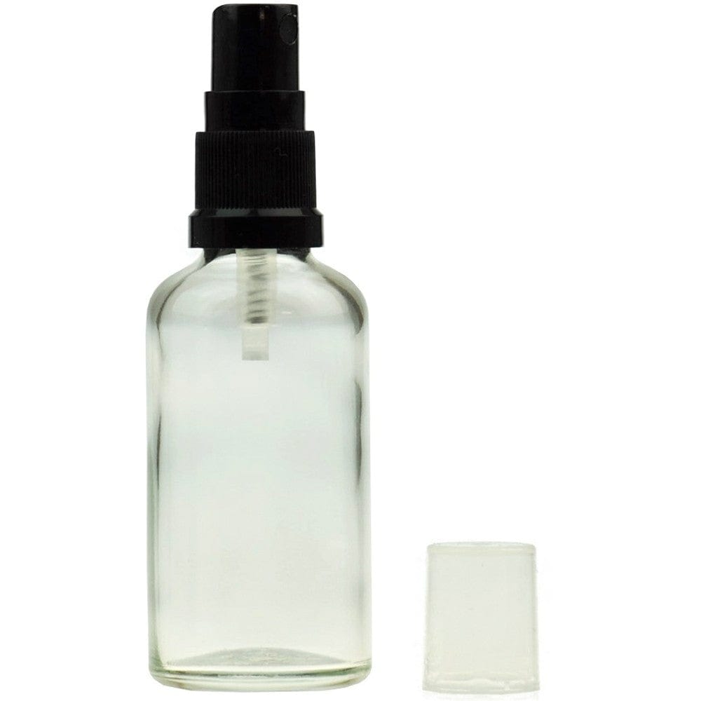 Clear Glass Bottle with Black Atomiser 30ml