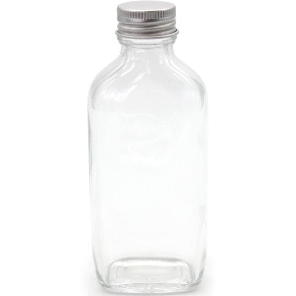 Clear Glass Oval Bottle with Silver Cap 100ml