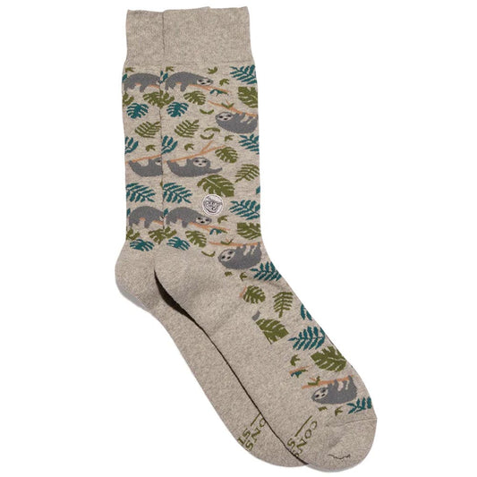 Conscious Step Socks That Protect Sloths - Grey Leaf