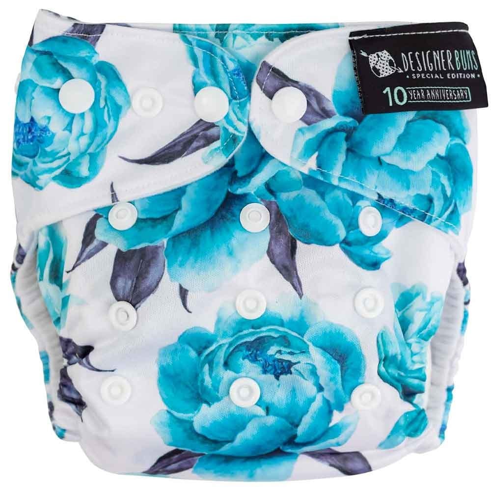 Designer Bums Art Pop AI2 Modern Cloth Nappy -  Aquamarine Peony