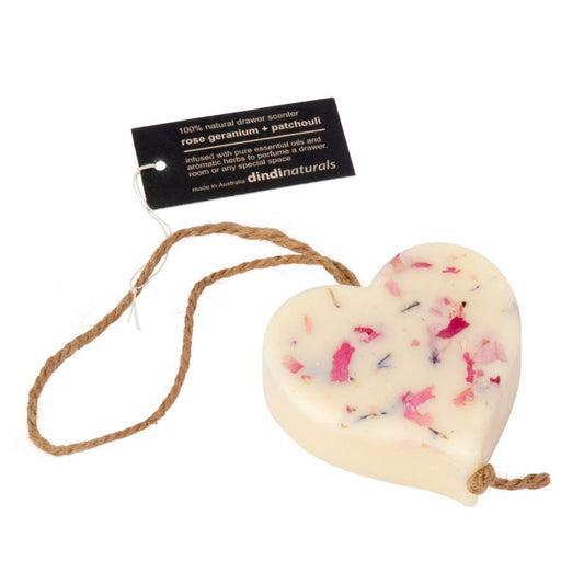 Dindi Naturals Wax Heart on a Rope - Rose Geranium Patchouli