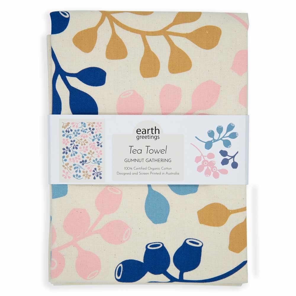Earth Greetings Organic Cotton Tea Towel - Gumnut Gathering