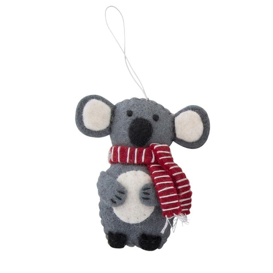 Fairtrade Felt Christmas Decoration - Koala (with scarf)