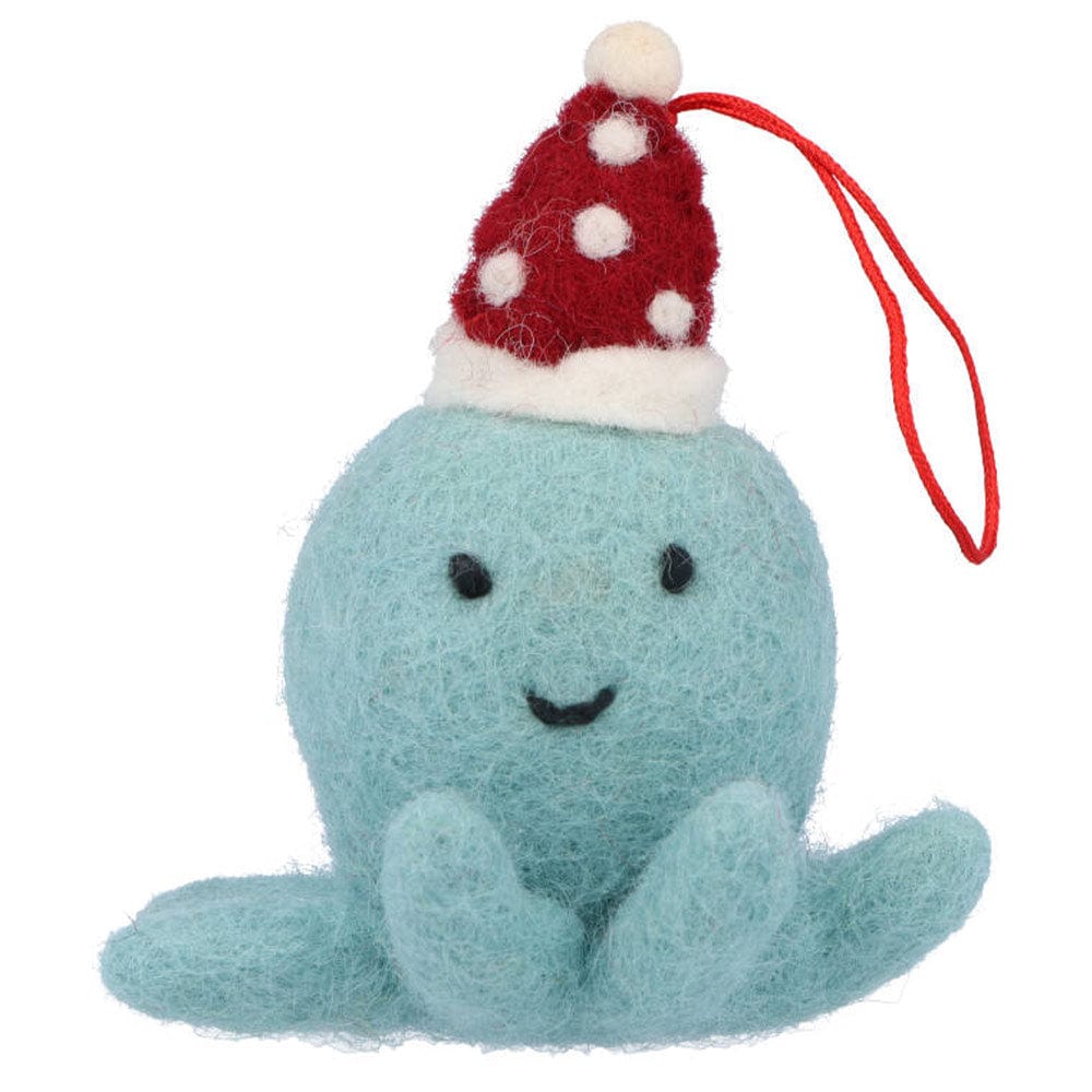 Fairtrade Felt Christmas Decoration - Octopus (with Hat)