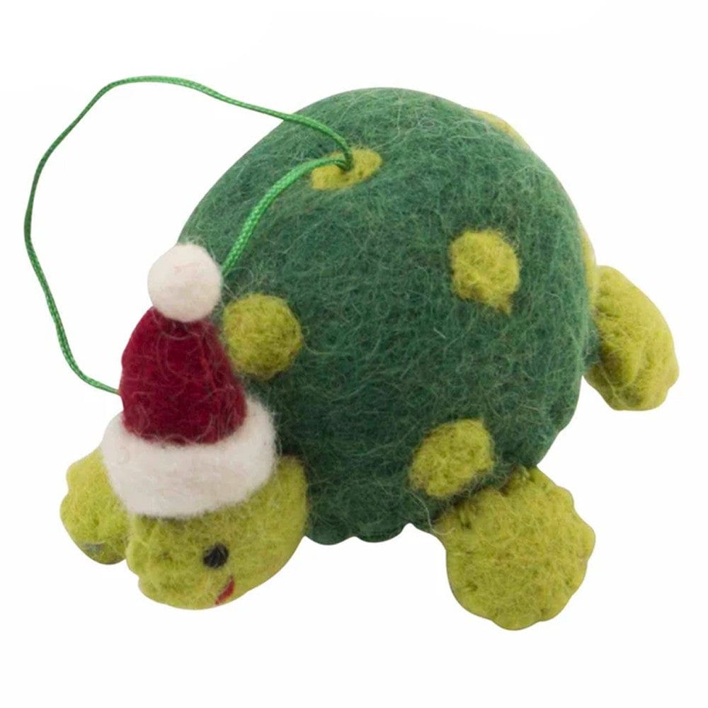 Fairtrade Felt Christmas Decoration - Turtle (with Hat)