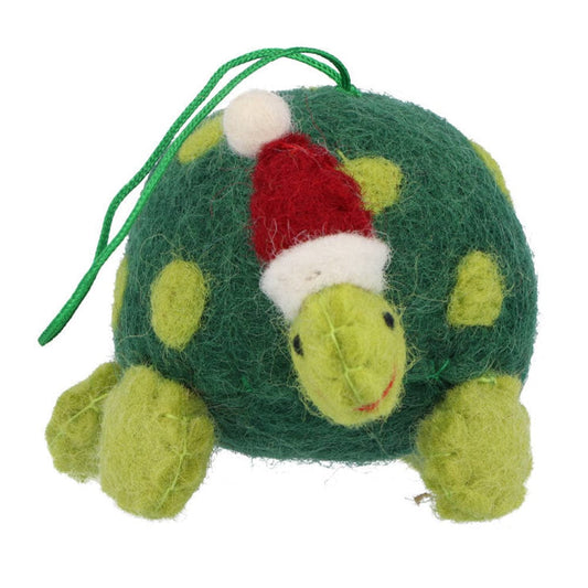 Fairtrade Felt Christmas Decoration - Turtle (with Hat)