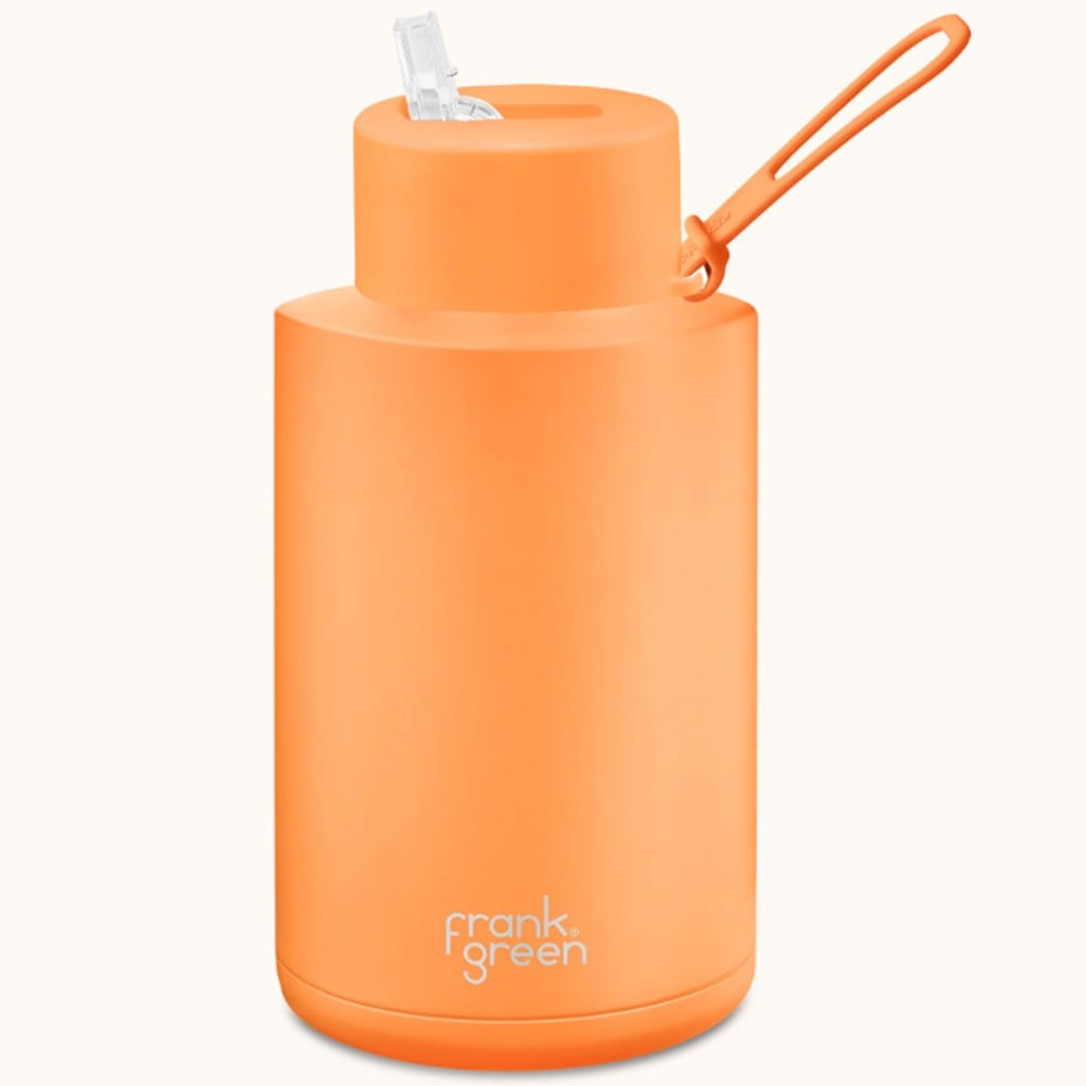 Frank Green Ceramic Bottle 68oz 2L Straw Lid - Neon Orange