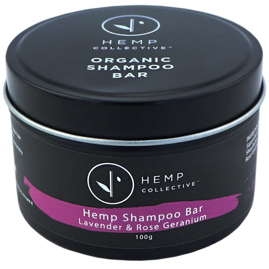 Hemp Collective Hemp Shampoo Bar Travel Tin 100g - Lavender & Rose Geranium