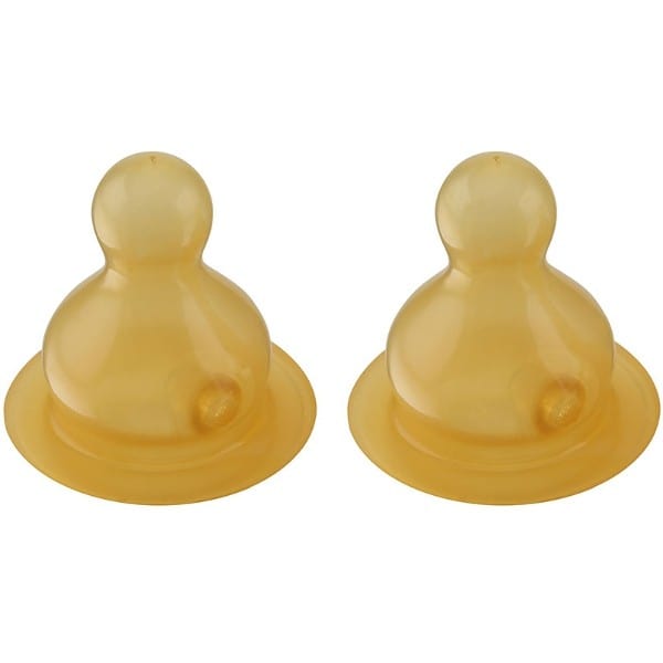Hevea Glass Baby Bottle Natural Rubber Teats - Medium Flow 2pk