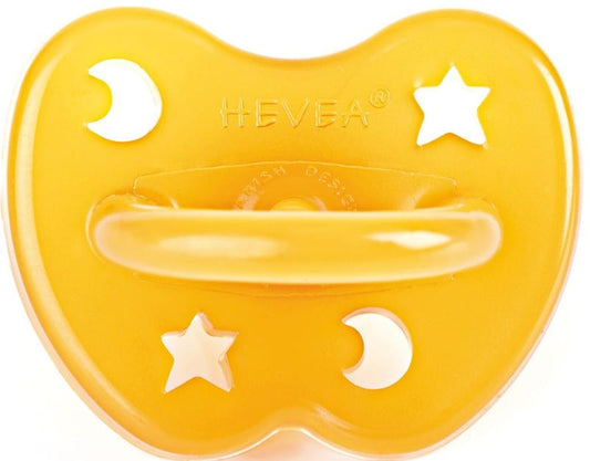 Hevea Natural Rubber Soother - Orthodontic 0-3 months star and moon