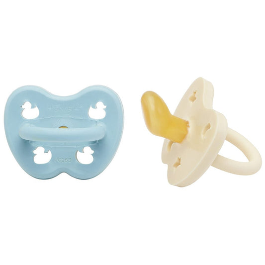 Hevea Pacifier 2pk Orthodontic Teat 0-3M - Baby Blue/Milky White