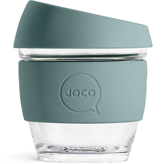 JOCO Small Glass Coffee Cup 235ml 8oz - Bluestone