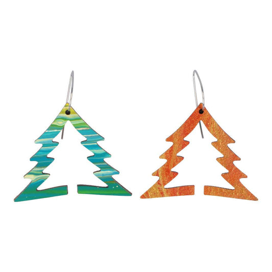 Kami-so Earrings - Hoop Reversible Christmas Paper Earrings Gold & Red Multicoloured Stripes