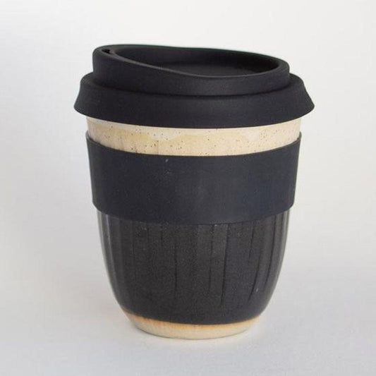 Kim Wallace Ceramics Takeaway Cup 12oz - Black Carved