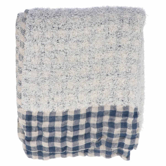 Kontex Lino Check Hand Towel - Navy