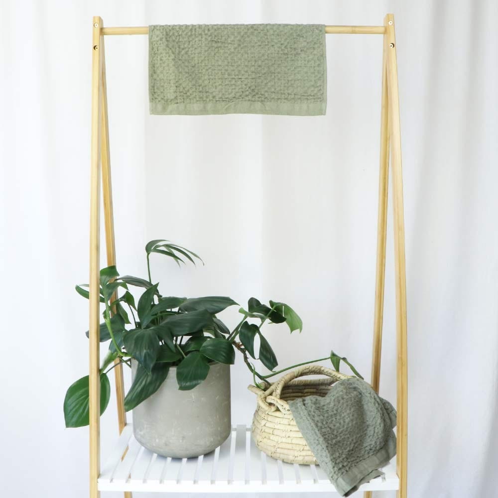 Kontex Organic Cotton & Linen Waffle Face Washer - Khaki