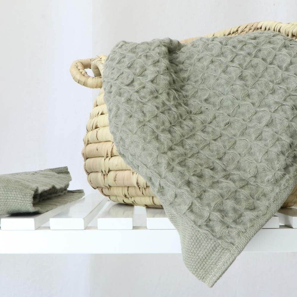 Kontex Organic Cotton & Linen Waffle Face Washer - Khaki