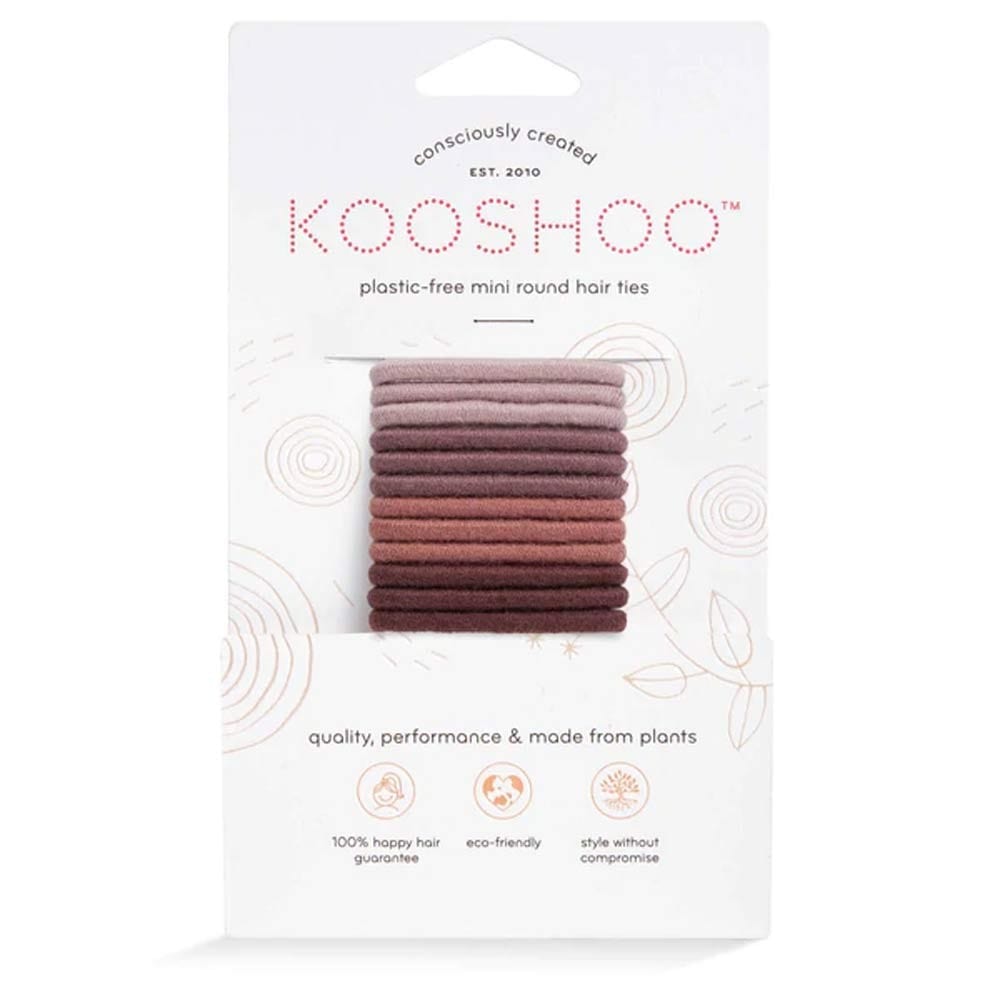 Kooshoo Plastic-Free Round Hair Ties Mini 12 Pack - Earth Tints