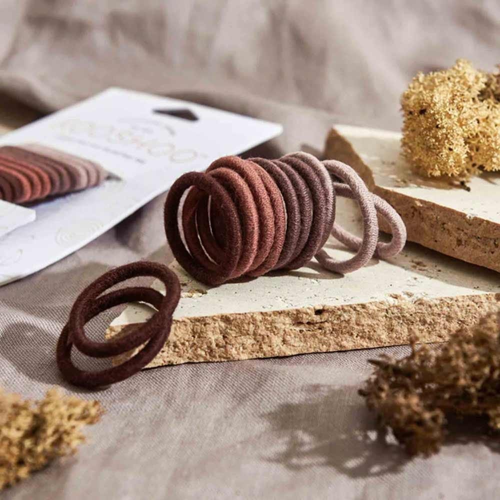 Kooshoo Plastic-Free Round Hair Ties Mini 12 Pack - Earth Tints
