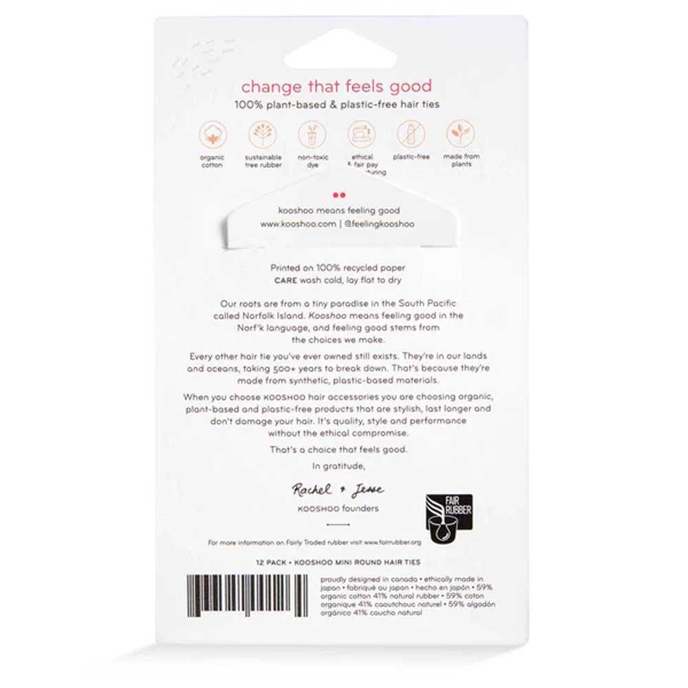 Kooshoo Plastic-Free Round Hair Ties Mini 12 Pack - Earth Tints