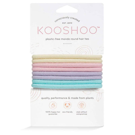 Kooshoo Plastic-Free Round Hair Ties Mondo 8 Pack - Pastel Blooms