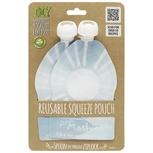 Little Mashies Reusable Squeeze Pouch 130ml 2 Pack Sun