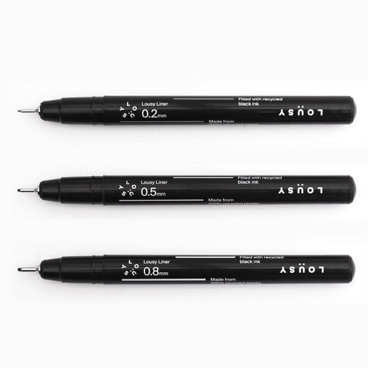 Lousy Liner Black - 100% Recycled Plastic & Printer Ink Liner Pen