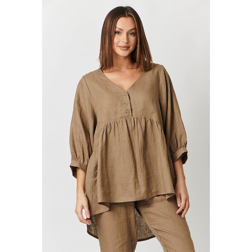 Naturals by O & J Linen Tunic - Tobacco