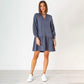 Naturals by O & J Tiered Long Sleeve Tencel Dress - Slate