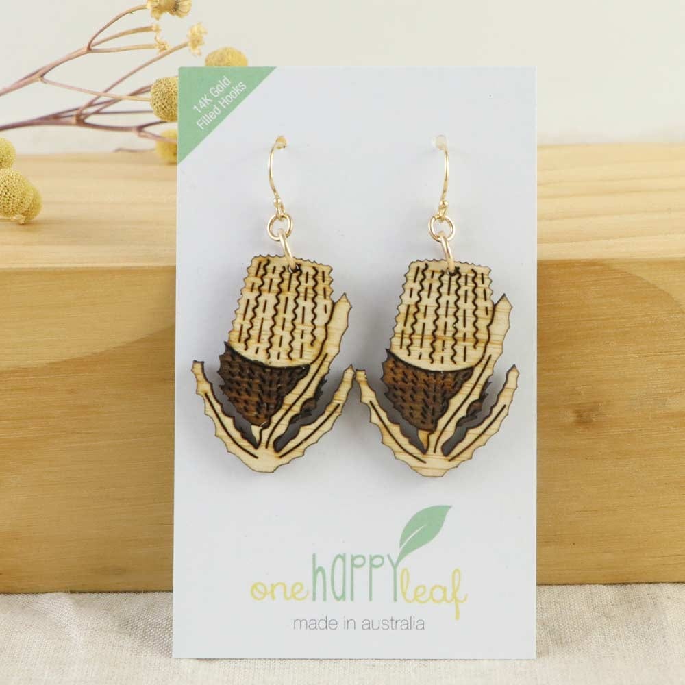 One Happy Leaf Banksia Drop Earrings