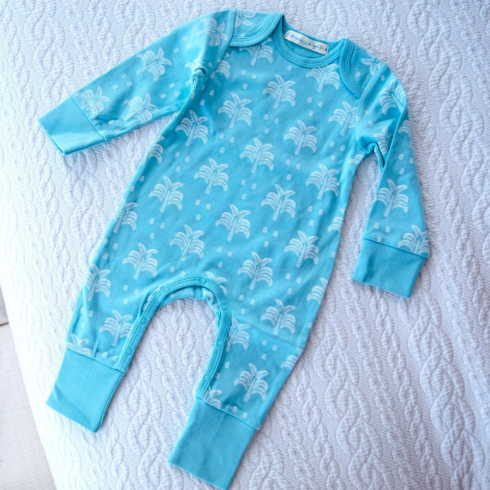 Organic Nights Baby Sleepsuit - Aquatic Blue