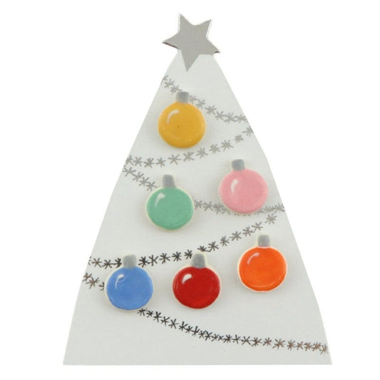 Paper Boat Press Bauble Stud Earrings - Christmas Tree pck