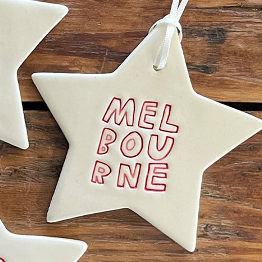 Paper Boat Press Ceramic Christmas Decoration - Mok Star Melbourne
