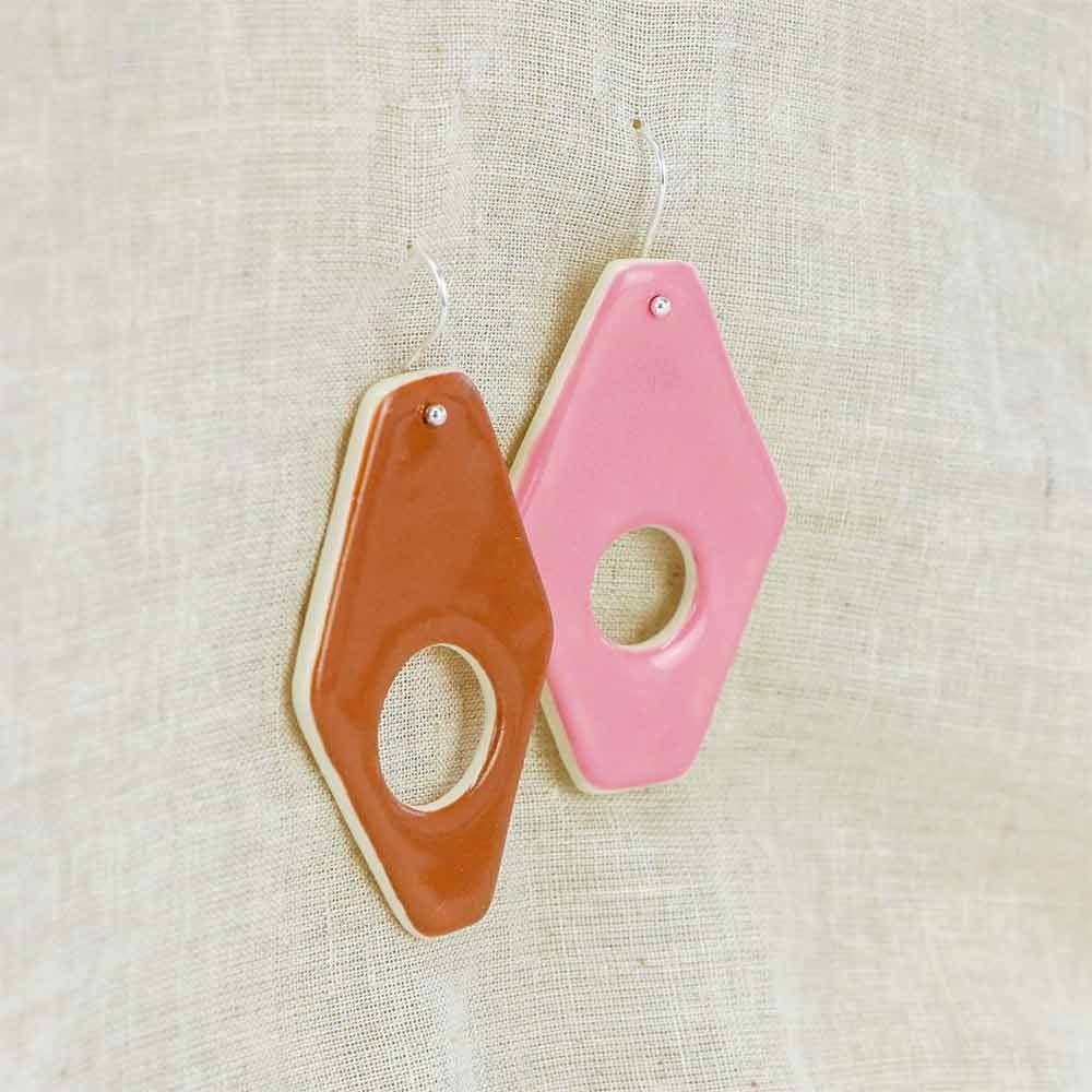 Paper Boat Press Diamond Earrings - Pink
