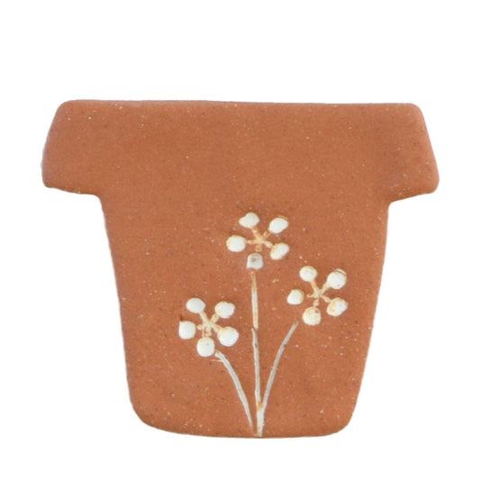 Paper Boat Press Vase Magnet - Terracotta Flowers