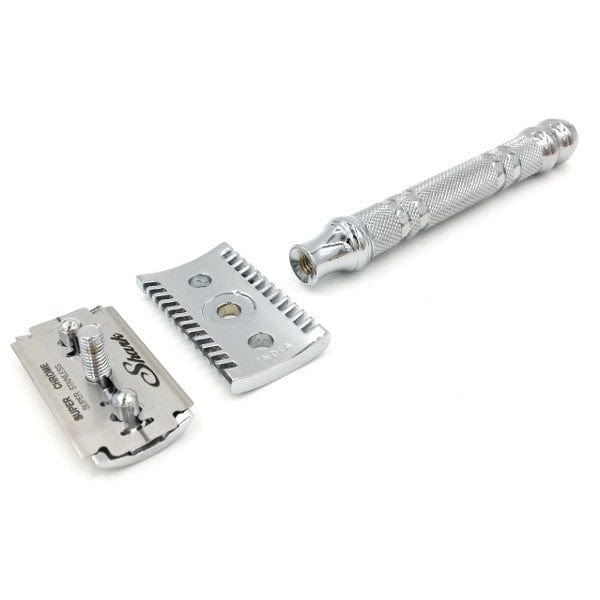 Parker 24C Open Comb Safety Razor + Blades - Silver