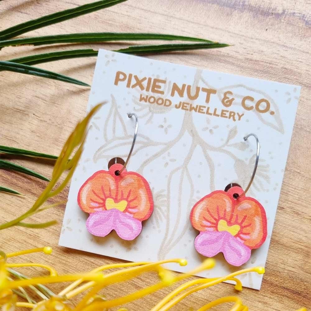 Pixie Nut and Co Flame Pea Hoop Earrings
