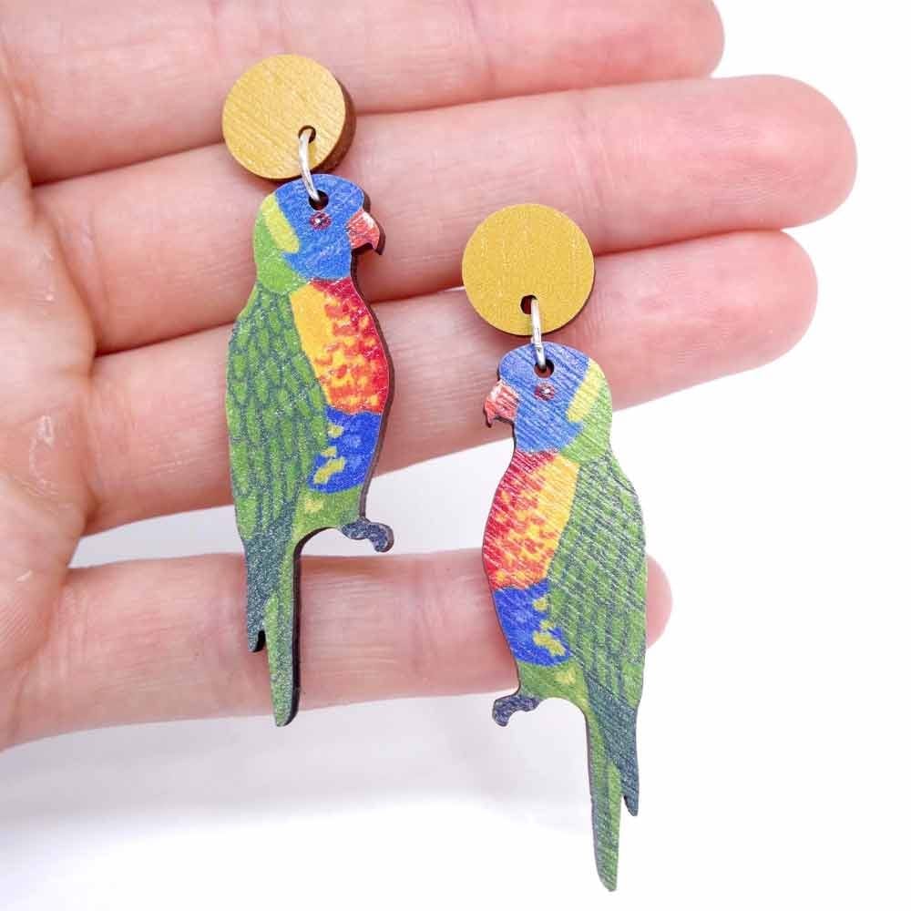 Pixie Nut Rainbow Lorikeet Earrings