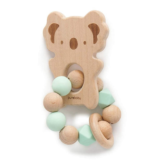 Purebaby Koala Teething Ring with Rubber Balls - Mint
