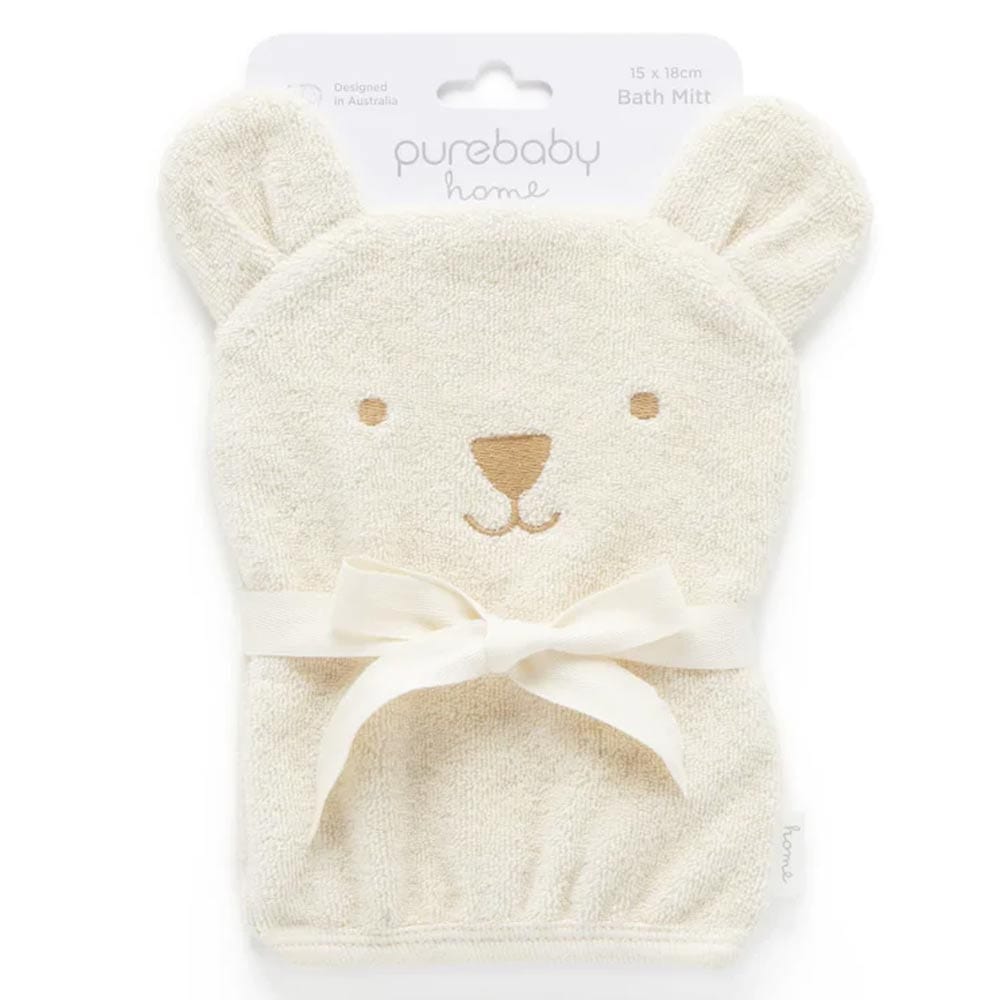 Purebaby Organic Cotton Bath Mitt - Bear