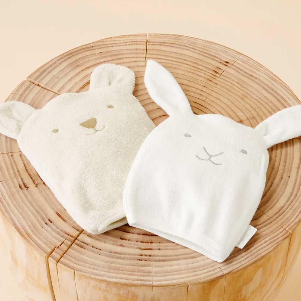 Purebaby Organic Cotton Bath Mitt - Vanilla Bunny