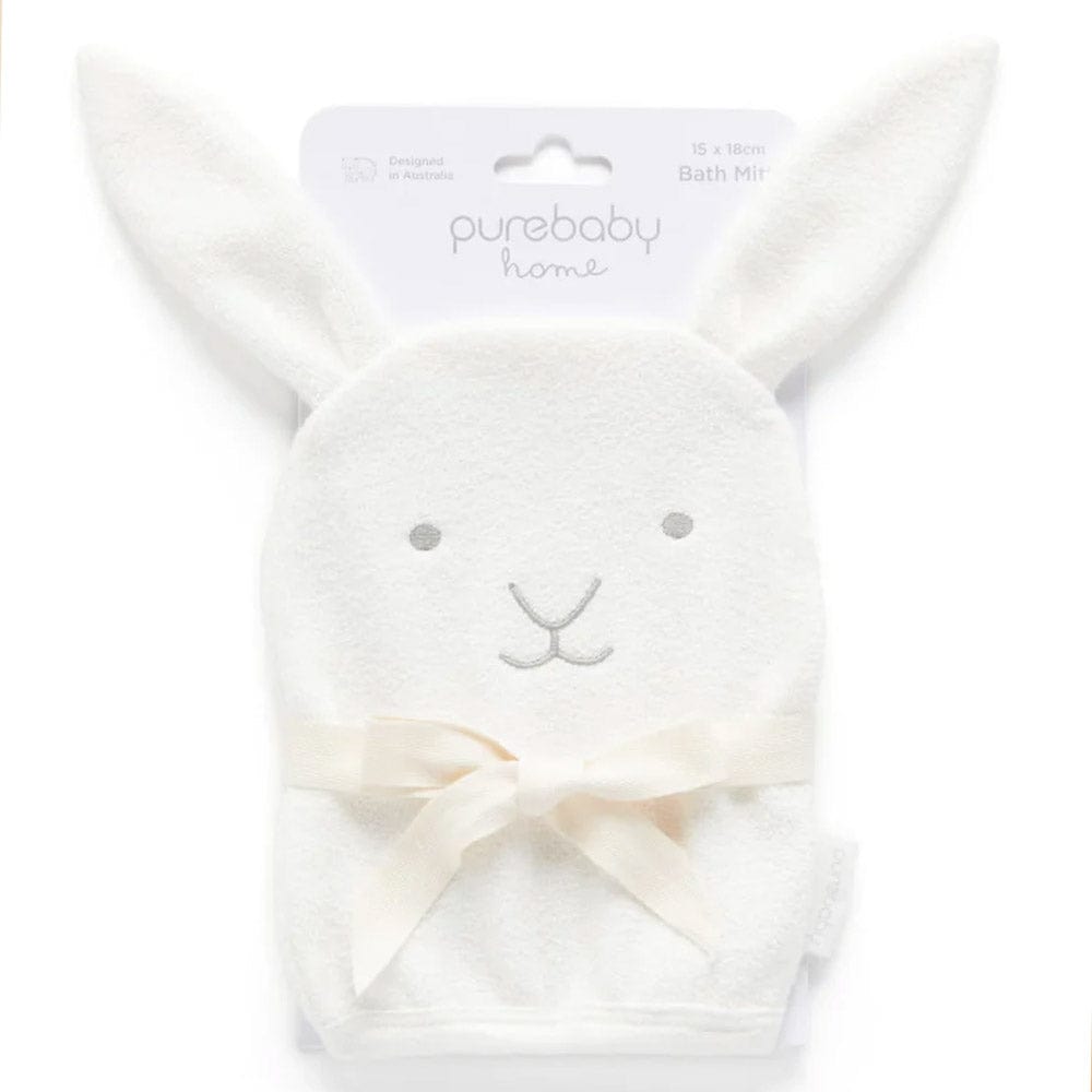 Purebaby Organic Cotton Bath Mitt - Vanilla Bunny