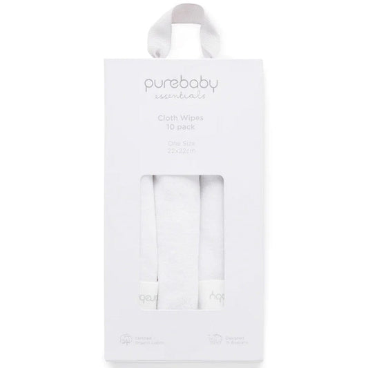 Purebaby Organic Cotton Cloth Wipes - 10 Pack