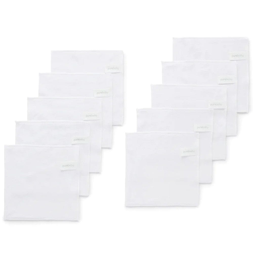 Purebaby Organic Cotton Cloth Wipes - 10 Pack