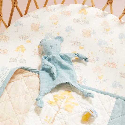 Purebaby Organic Cotton Fitted Cot Sheet - Little Nap Bear