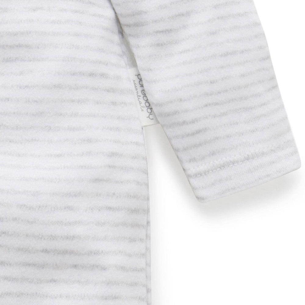 Purebaby Organic Cotton Zip Growsuit - Pale Grey Melange Stripe