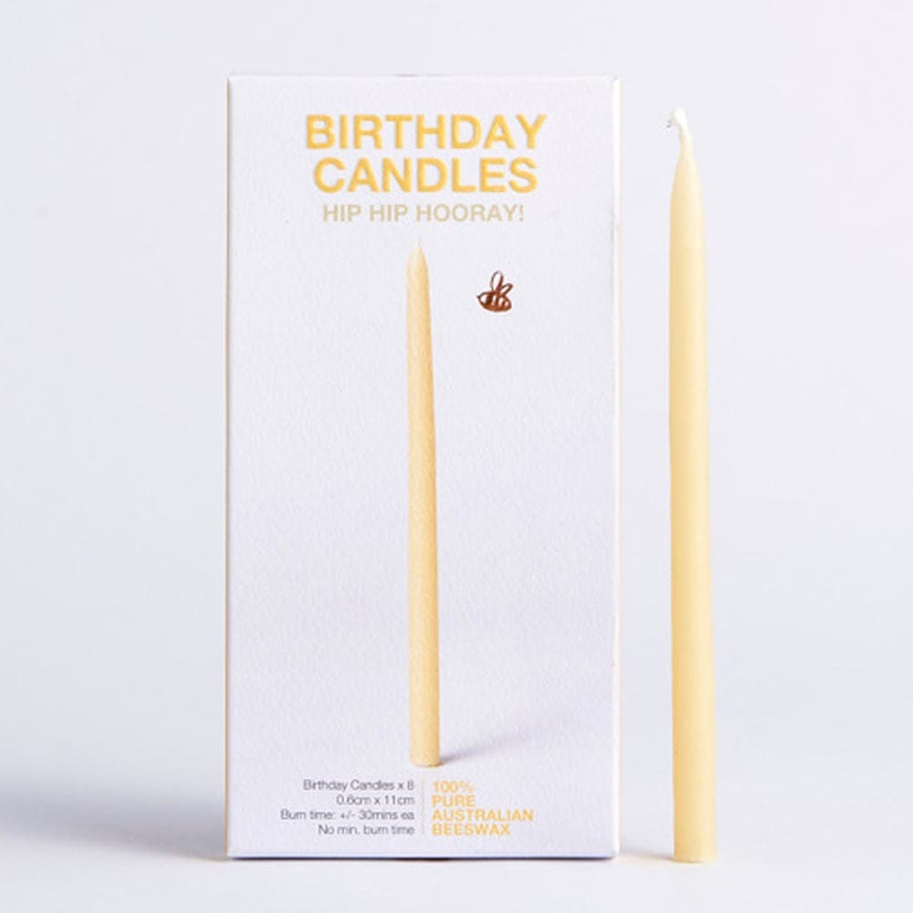Queen B Beeswax Birthday Candles Box of 8