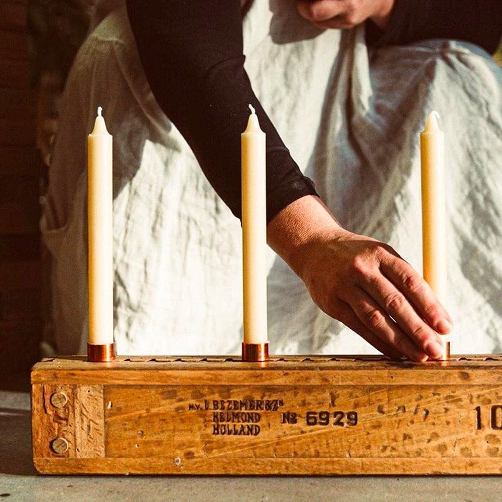 Queen B Beeswax Taper Candles (4pk) - 20cm/12hr Burn Time