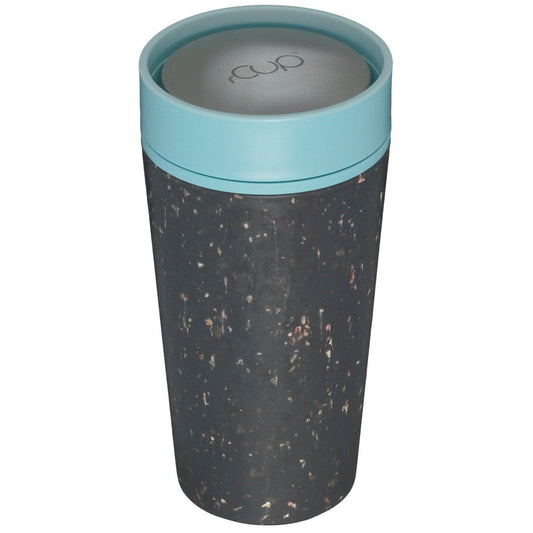 rCUP Medium Reusable Coffee Cup 12oz/340ml - Black/Teal Blue