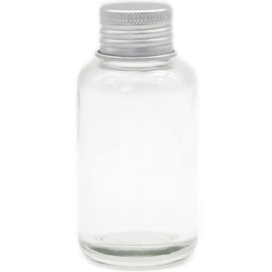 Reusable Clear Glass Bottle with Silver Lid 50ml